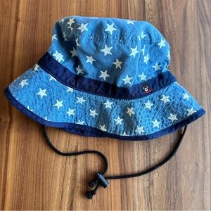 Miki House Double B Kids Denim Bucket Hat with Chin Strap, & Neck Flap L / 52-54